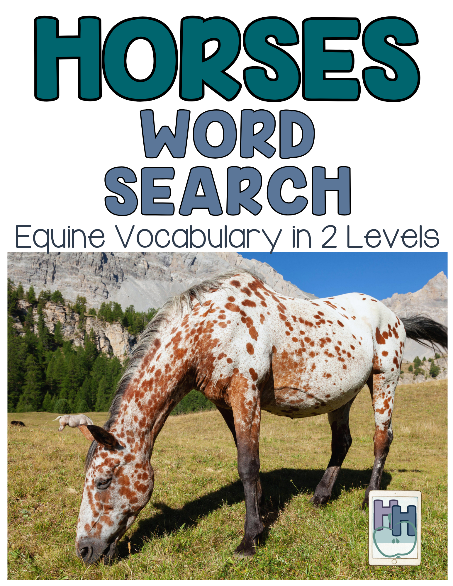 horses equine word search 2 levels free printable
