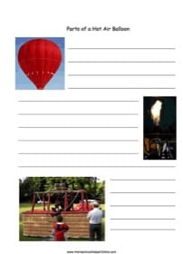 Parts of a Hot Air Balloon Notebooking Page