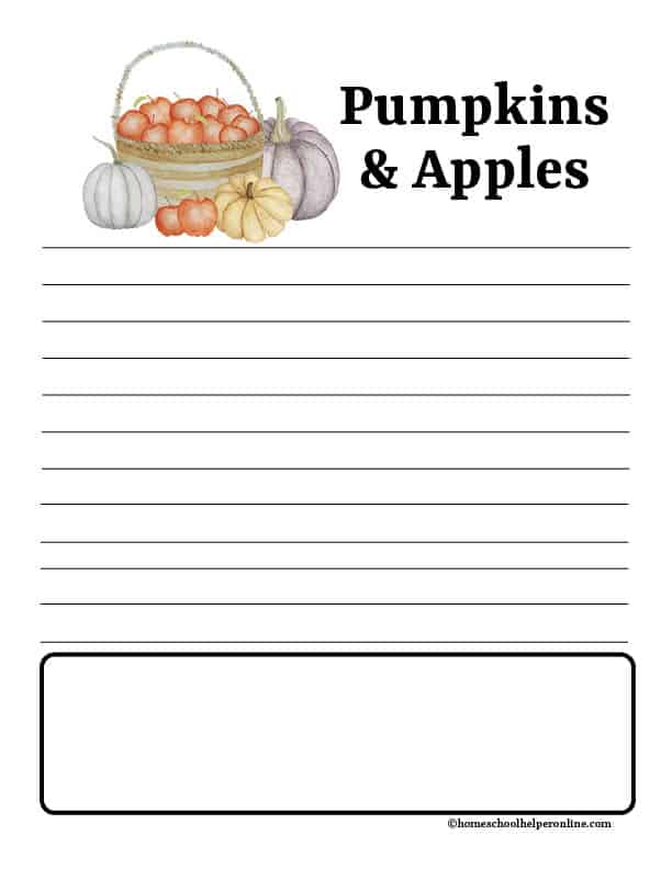 pumpkins and apples notebooking printables