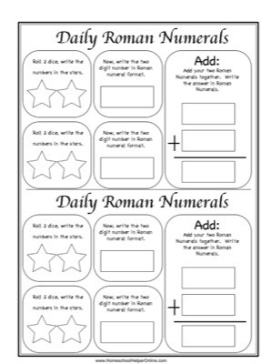 Daily Roman Numerals Worksheet - Homeschool Helper Online