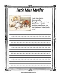 Little Miss Muffet Copy Work