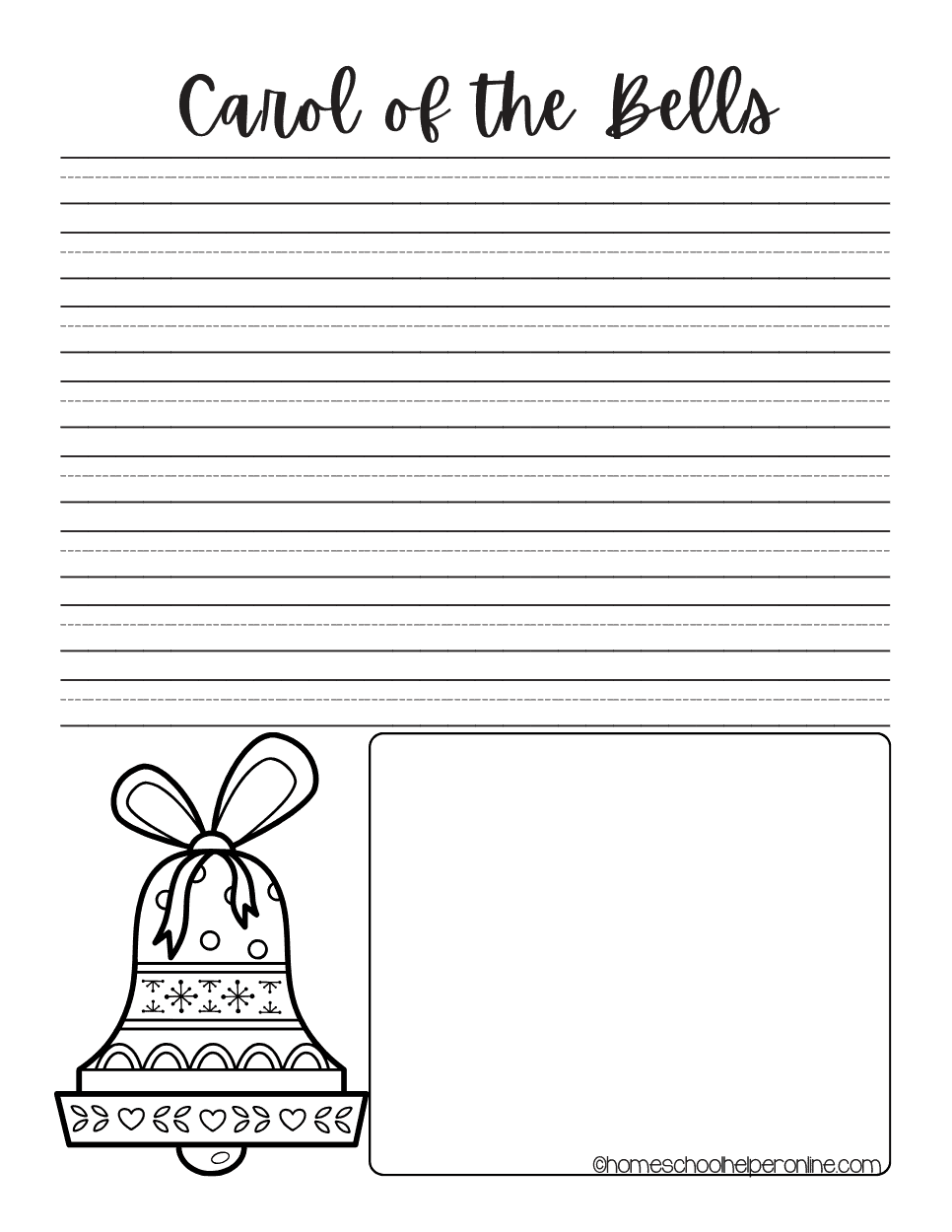 carol of the bells notebooking pages