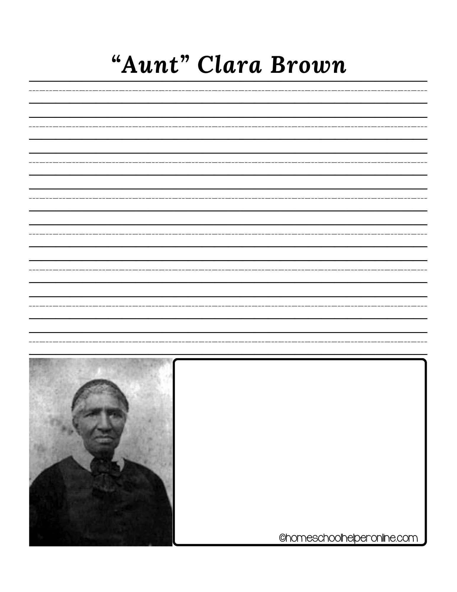 aunt clara brown biography printables