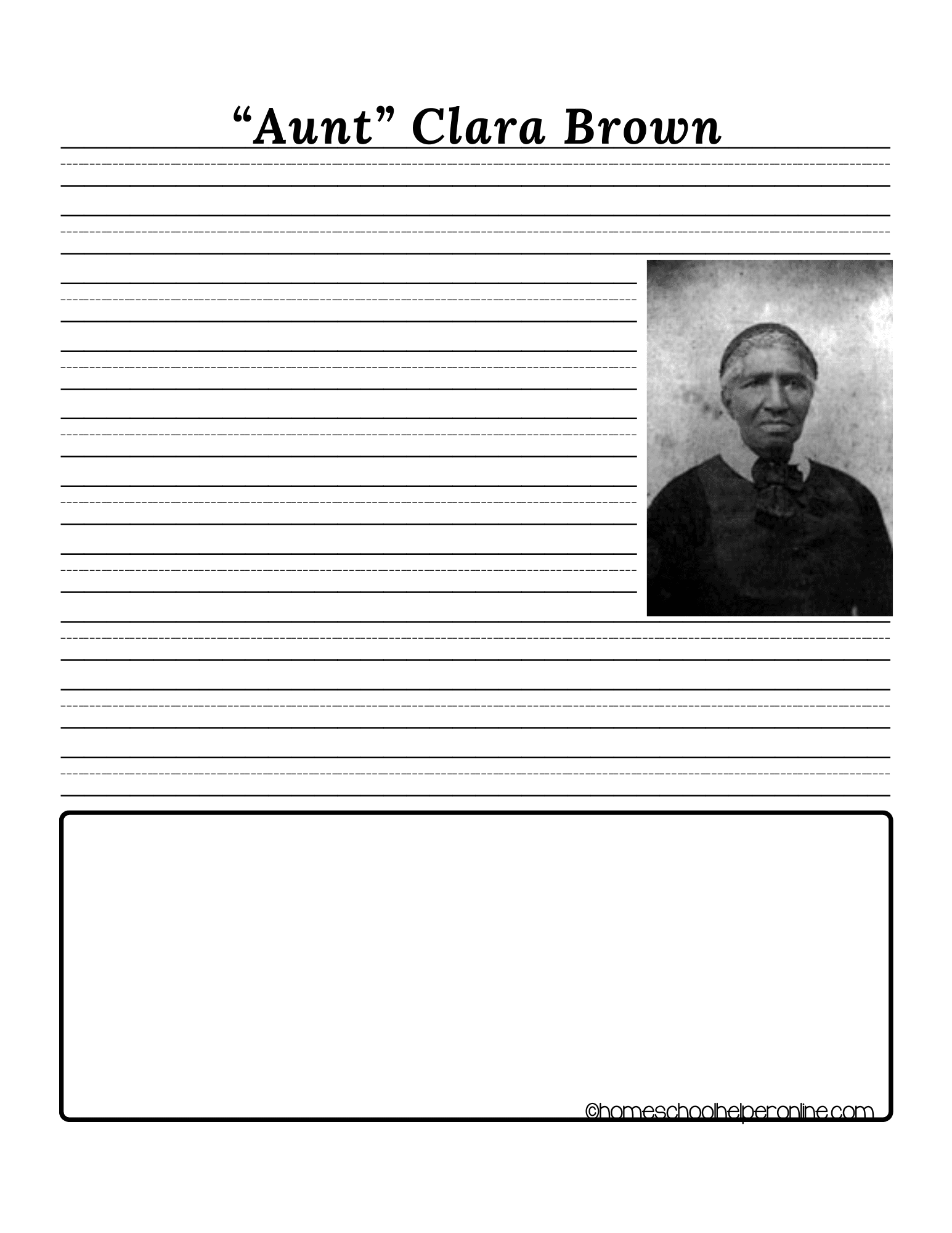 aunt clara brown biography printables