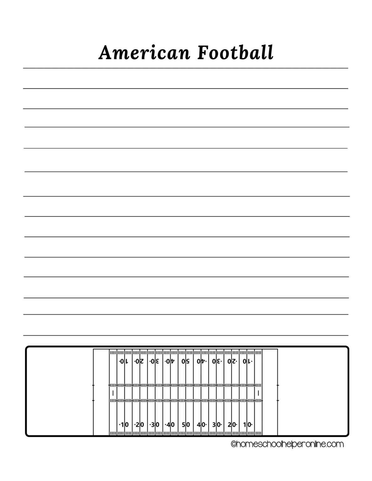 American Football Notebooking Pages in 3 levels - Homeschool Helper Online