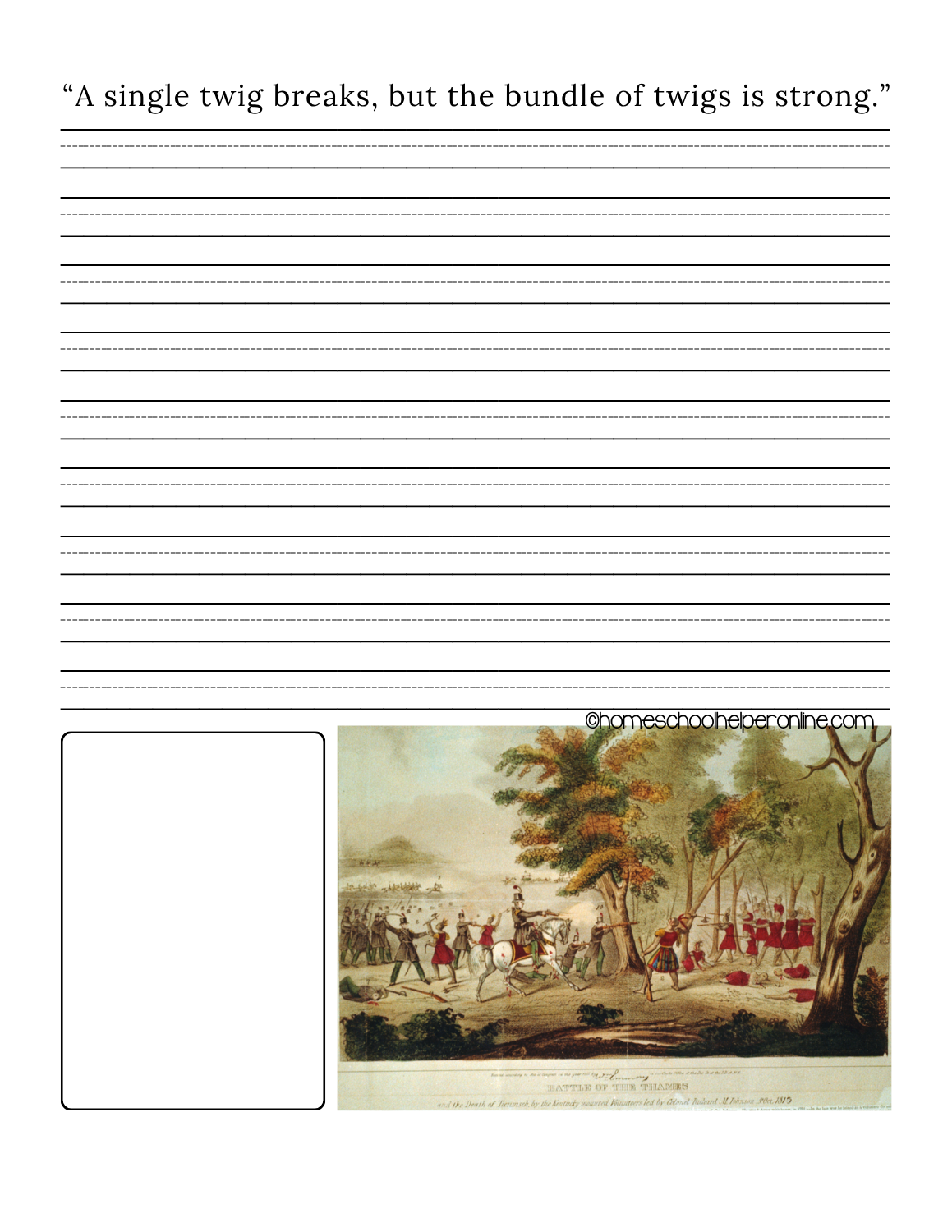 free Tecumseh Notebooking printables