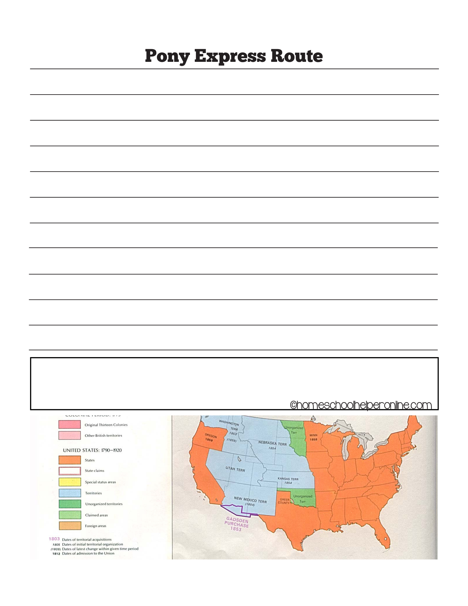 pony express Notebooking printable