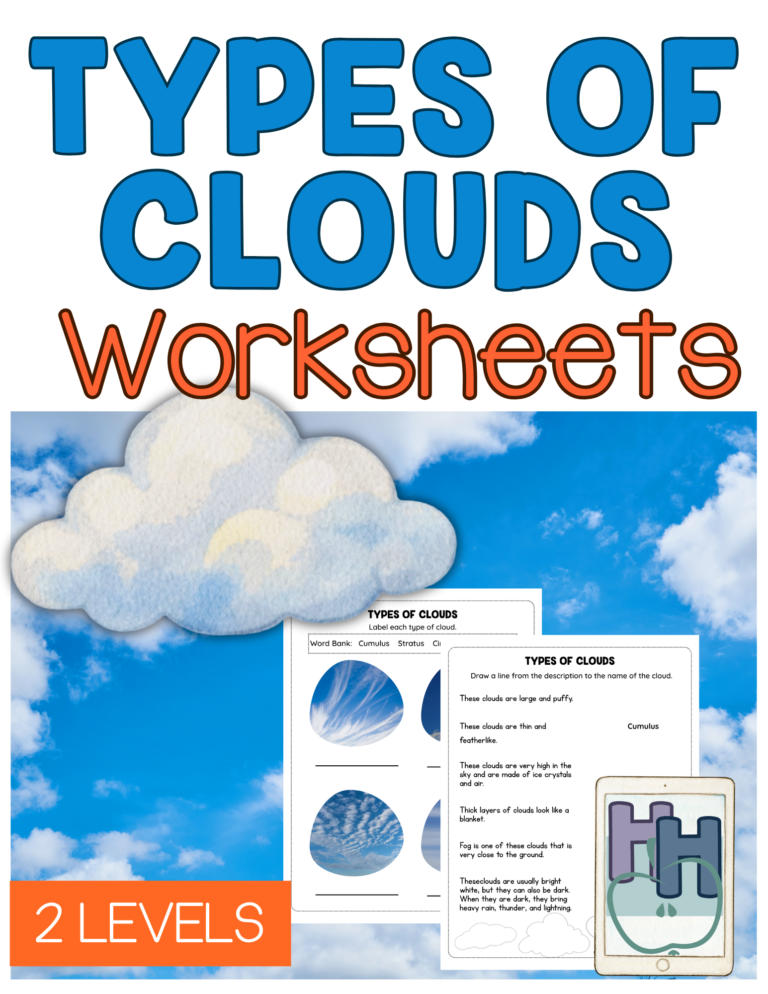Types of Clouds Worksheets in two levels