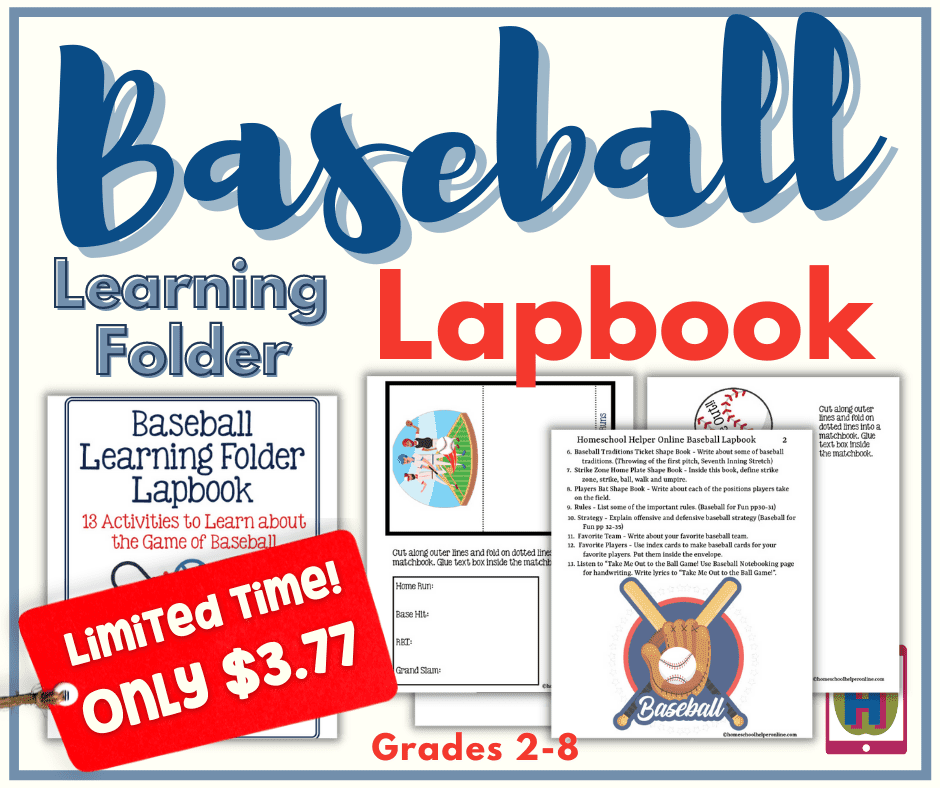 baseball lapbook sale
