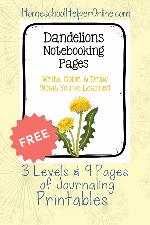 Dandelions notebooking pages printables