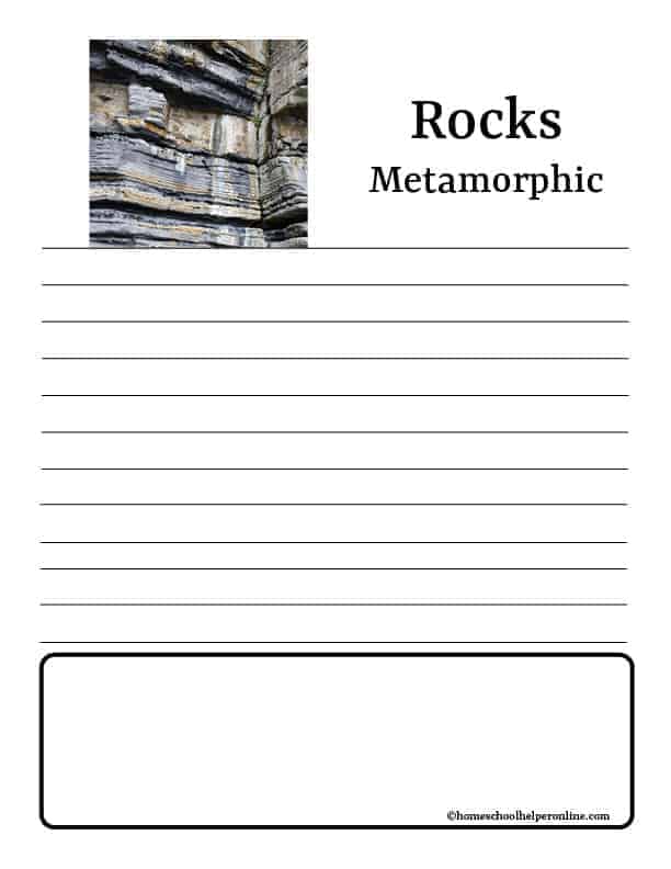 metamorphic rocks notebooking
